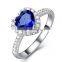 Factory wholesale Natural sapphire Royal Blue Ring Sri Lanka 18K Gold Heart