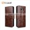 ICARER Oil Wax Genuine Leather Folio Wallet Case for Samsung Galaxy S7 Edge with Three credit cards slot