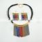 Fashion leather choker necklace witn metal tassel earrings costume jewelry set                        
                                                                                Supplier's Choice