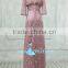MOMO-3038 Lace Sheath Queen Anne Neckline with Beaded Belt With Hand-Crafted Floor Length Mother of The Bride Dress