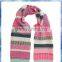 high quality pink fairisle stripe knitted wool scarf /women knitted scarf/striped wool scarf