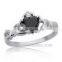 Sterling Silver 14K White Gold Plated Black Heart CZ Claddagh Celtic Ring For Women