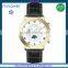 FS FLOWER - SG 1653 Mechanical Automatic Mechanical Movt Moonphase Calendar Watch Bule Leather Strap Men's Quality Watches