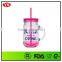 20oz customized double wall plastic mason jars with handle wholesale