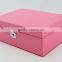 Luxury Custom Pink Wooden Jewellry Boxes / Wood Box Packaging With Key Lock