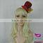 Custom plain yellow flower red small formal hat with hair attached