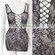 Plunging neck and strappy Jasmine pattern sexy night sleeping dress