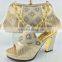 Soft leather bag and matching shoes women bag and shoes set for party