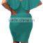 Women's Batwing Sleeve V Neck Solid Bodycon Plus Size Dress