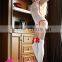 One piece open back spandex / ployester sexy nurse costume lingerie with hat