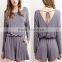 Adult Clothing Boutique Picture Western Style Custom Made Ladies Stylish Solid Cozy Casual Gray Summer Sexy Rompers 2017
