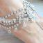 PAYAL Anklets pair CRYSTAL SILVER TONE WITH TOE RING , BAREFOOT SANDAL