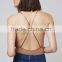 elegant sexy plunge straps Cross Back slinky jersey wrap bodysuit tops