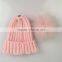 Myfur Baby Pink Removable Real Dyed Raccoon Fur Pom Poms Crochet Hat