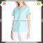 Women's Sporty Crossover V-Neck Scrub Top Stripe Trim Nurse Uniform