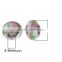 Lampwork Glass European Style Large Hole Beads Round Multicolor Flower With 304 Stainless Steel Silver Tone Core