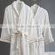 Kimono Collar Velvet White Egyptian Terry Cotton Bathrobe
