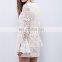 Full Lined Bell Sleeve White Lace Short Kaftan Dresses NT6724