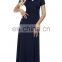 2016 BAIYIMO Women Latest Hot Wholesale Crossover Short Sleeve Wrap Chest Tunic Long Maxi Dress
