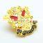 Promotional cheap Metal Rhineston pins of china manufacturers Gold CROWN Badge pin