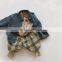 Children's plaid bloomers 2020 autumn new products Korean retro style threaded foot corduroy pants for boys and girls