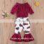 Wholesale of the latest children's boutique long sleeves deep red autumn and winter suits