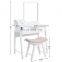 vanity dressing table Square Mirror Makeup Organizer Dressing Table 1 Large Drawer with Sliding Rails White