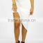 Women White Wrap Skirt with Twisted and Draped High Low Hem