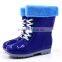 Children winter rain boot with cotton candy color tie false slip drag warm water shoes
