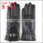 2016 new style fashion lady genuine leather and fabric touchscreen leather gloves