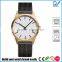 PVD satin gold case coating stainless steel case 5ATM waterproof unisex genuine leather fashion watch