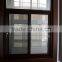 aluminum casement window type with wood and white color
