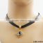 Black Leather Pendant Choker Necklace