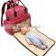 Low toxic qualified durable foldable print cotton diaper mommy bag