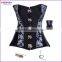 Wholesale S,M,L,XL,XXL Black Long Length Front Zip and Back Tie Full Body Corsets For Women