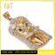 Fashion stainless steel jewelry custom engraved logo gold jesus pendant with cz