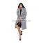 Pretty steps 2015 winter luxurious feel grey Soft-touch woven fabric Notched lapels Smart Tailored Long Line Coat