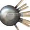 Specialty Chinese restaurant cookware carbon steel wok with wooden handle round bottom 12", 13", 14", 15", 16"
