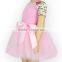 Wholesale Pink Flower Short Sleeve Tulle Skirt Set Ballet Dress Pink Pettiskirt Kids Tutu Dress