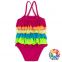 2017 Summer New Style 1 Piece Swimsuit Rainbow Color Ruffle Swimwear Kids Girl