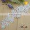 Fashion embroidery flower cotton white lace shoe applique for high heel