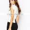 China Factory OEM ODM 2015 Customized Short Sleevel New Fashion Plunge High Neck Top