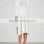 Wholesale Ladies Apparel Pleated Dropped Shoulders White Belted Linen Coat(DQE0346C)