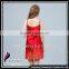 CXDDQ02 Sexy Red Skirt Women's Pure Silk V-neck Pajamas