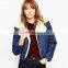 thick crop top warm denim jacket woven wool fabric for winter overcoat