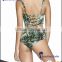 Women's fashion strap bandeau nylon spandex bikini in nice palm print.