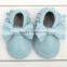 Soft rubber sole cute baby orthopedic shoes baby leather moccasins with bow