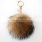 Myfur Fluffy Pompom Bag Pendant Fuzzy Charm Raccoon Fur Ball Leather Strap Keychain Keyring