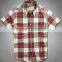 short sleeve check shirts 100%cotton shirts for men