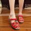 black lily embroider women homemade linen sandals comfortable fisherman shoe folk /Chinese ethnic flavor casual linen shoes